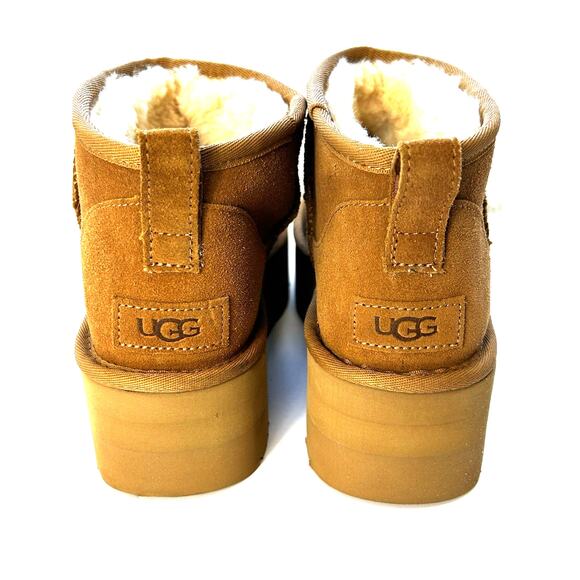 UGG Classic Ultra Mini Platform Chestnut Size 9 Boots 1135092 Booties Wool - Picture 8 of 10
